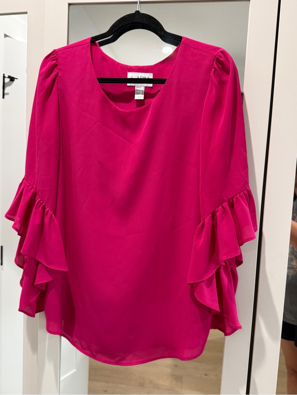 Joseph Ribkoff Fuchsia Layered Ruffle Sleeve Blouse - Picture 1 of 3